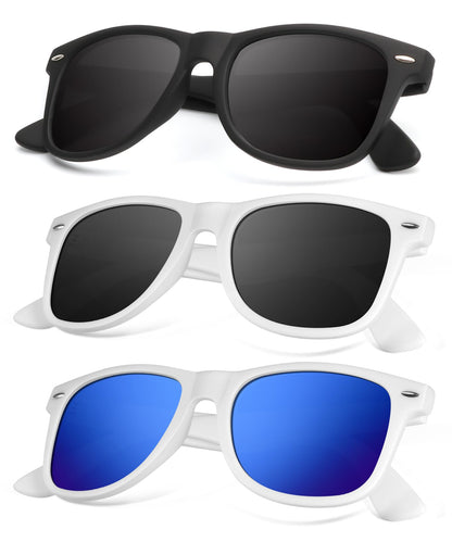 KALIYADI Polarized Sunglasses for Men and Women Matte Finish Sun glasses Color Mirror Lens UV Blocking (3 Pack)