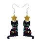 Christmas Earrings for Women Cute Colorful Acrylic Christmas Santa Claus Tree Gingerbread Men Earrings Funny Christmas Cat Dinosaur Earrings Xmas New Year Party Earrings Holiday Earrings