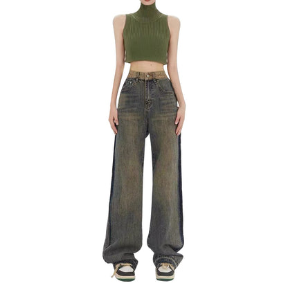 Women's Wide Leg Jeans High Waist Stretchy Classic High Rise Slimming Jeggings Cropped Wide-Leg Jeans