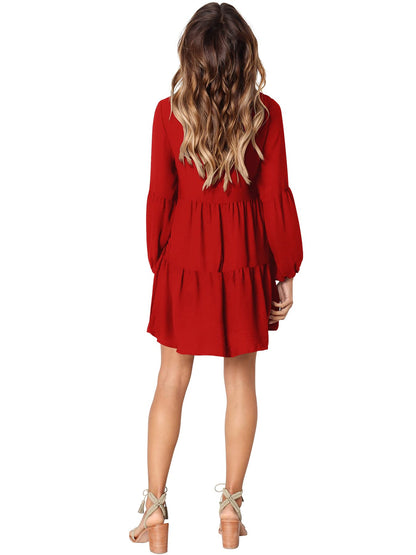 Amoretu Women Summer Tunic Dress V Neck Casual Loose Flowy Swing Shift Dress