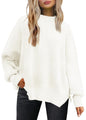 LILLUSORY Women's Oversized Batwing Sweaters 2024 Fall Outfits Crewneck Ribbed Knit Side Slit Trendy Pullover Tops