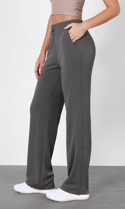 ODODOS Women's Modal Soft Wide Leg Pants with Pockets Adjustable Shockcord High Waist Casual Lounge Pants-27/29/31" Inseam