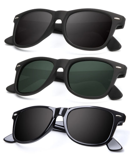 KALIYADI Polarized Sunglasses for Men and Women Matte Finish Sun glasses Color Mirror Lens UV Blocking (3 Pack)
