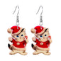 coadipress Christmas Cat Earrings for Women Cute Funny Christmas Cat Animal Earrings Lovely Santa Hat Kitten Christmas Socks Cat Christmas Tree Cat Earrings Xmas Holiday Earrings
