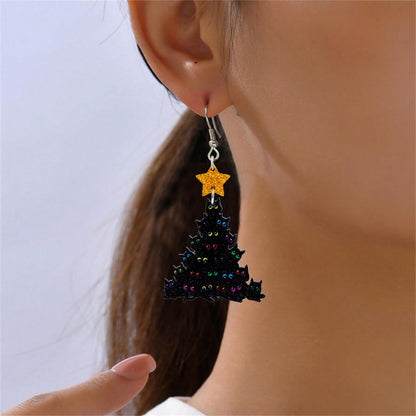 Christmas Earrings for Women Cute Colorful Acrylic Christmas Santa Claus Tree Gingerbread Men Earrings Funny Christmas Cat Dinosaur Earrings Xmas New Year Party Earrings Holiday Earrings