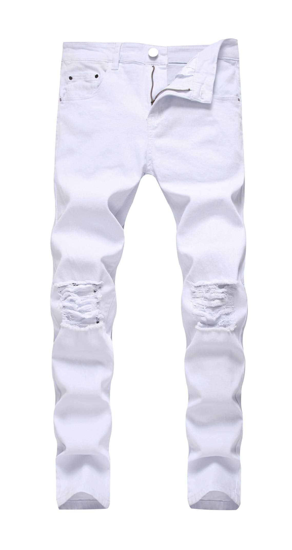 Men's Ripped Skinny Stretch Distressed Destroyed Slim Jeans Denim Pants