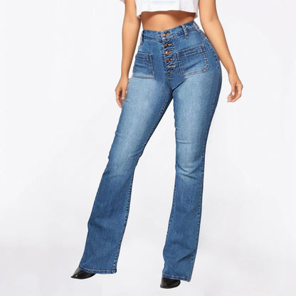 Women's Wide Leg Jeans High Waist Stretchy Classic High Rise Slimming Jeggings Cropped Wide-Leg Jeans