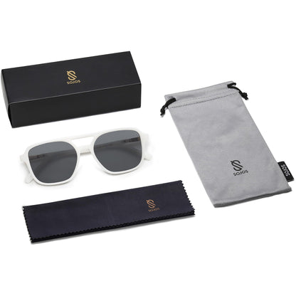 SOJOS Retro Aviator Sunglasses for Women Men,Trendy Rectangle Womens Mens Shades Sun Glasses SJ2202