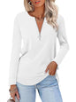 ORANDESIGNE Women's Long Sleeve Shirts Fall Zipper Tops Tunics Ladies Casual Tees Blouses