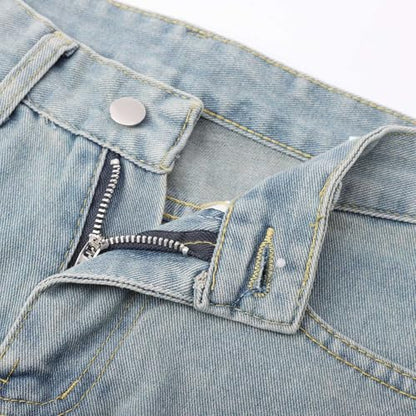 Women's Modern Straight Jeans Wide Leg Casual 2024 Boyfriend Cropped Raw Hem Denim Pants Cropped Wide-Leg Jeans