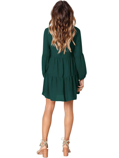 Amoretu Women Summer Tunic Dress V Neck Casual Loose Flowy Swing Shift Dress