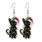 coadipress Christmas Cat Earrings for Women Cute Funny Christmas Cat Animal Earrings Lovely Santa Hat Kitten Christmas Socks Cat Christmas Tree Cat Earrings Xmas Holiday Earrings
