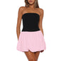 Women Y2k Puff Bubble Dress 2024 Summer Strapless Mini Dress Casual Patchwork Bandeau Tube Corset Party Sundress