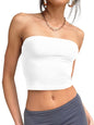 Trendy Queen Womens Tube Tops Strapless Crop Tops Basic Backless Sleeveless Bandeau Going Out Cute 2024 Summer Outfits