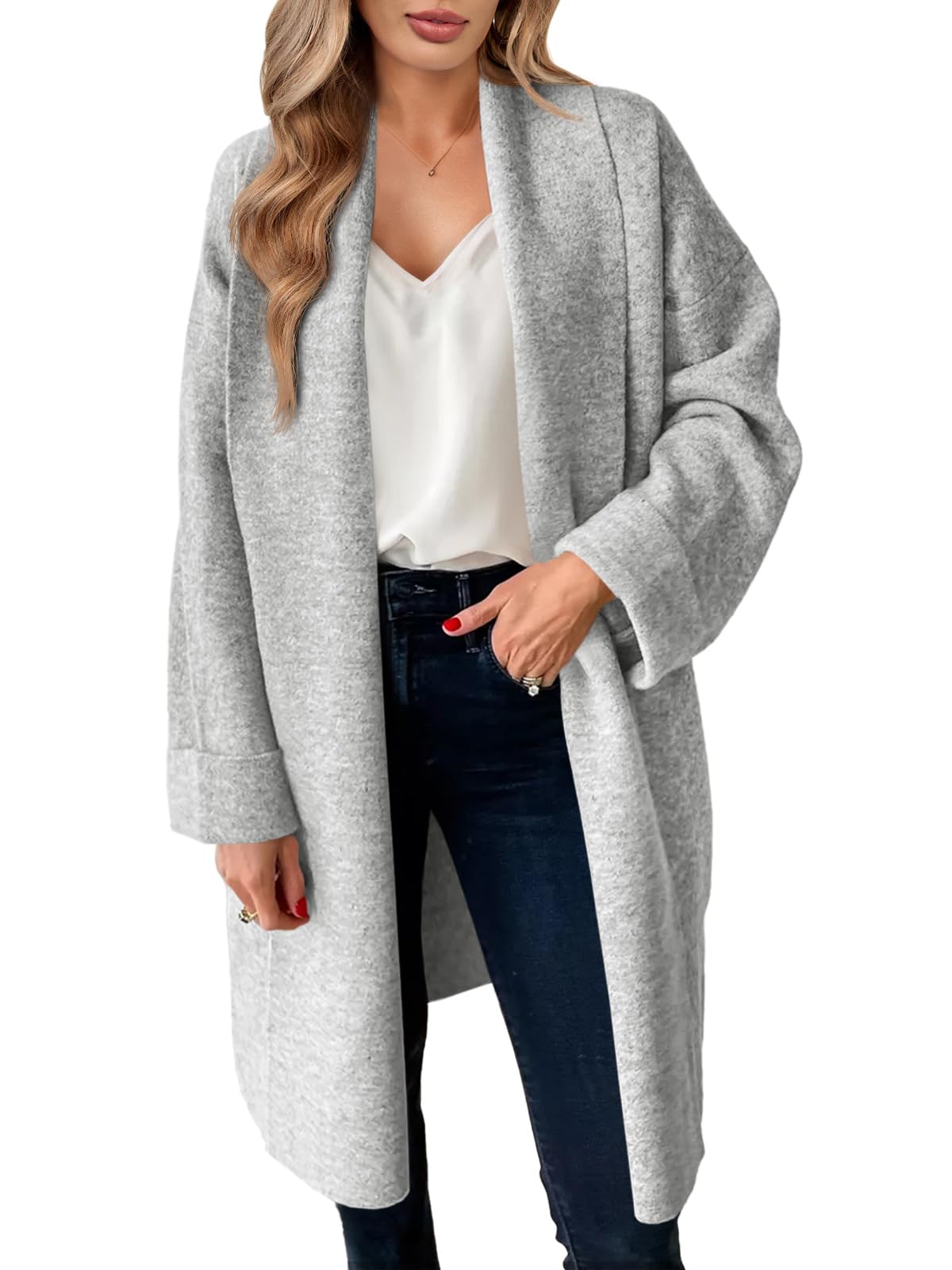 Saodimallsu Womens Long Cardigan Sweaters Chunky Open Front Oversized Slouchy Knit Fall Trendy Coatigan Jackets