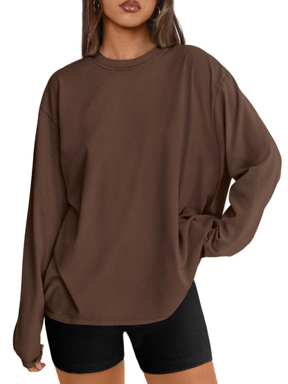 Trendy Queen Womens Oversized Long Sleeve T Shirts Basic Crewneck Tee Fall Tops Casual Workout Fashion Casual Y2K Clothes