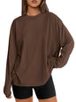 Trendy Queen Womens Oversized Long Sleeve T Shirts Basic Crewneck Tee Fall Tops Casual Workout Fashion Casual Y2K Clothes