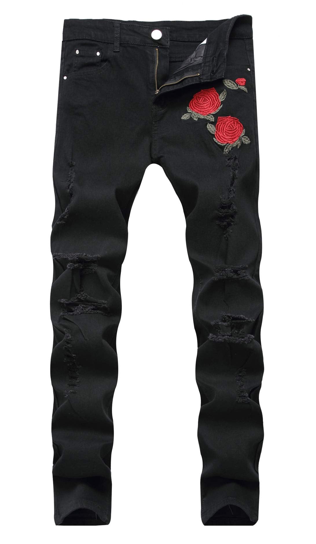 Men's Ripped Skinny Stretch Distressed Destroyed Slim Jeans Denim Pants