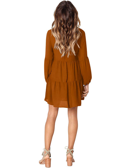 Amoretu Women Summer Tunic Dress V Neck Casual Loose Flowy Swing Shift Dress