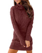 Langwyqu Womens Cable Knit Sweater Dress Sexy Long Sleeve Bodycon Turtleneck Mini Fall Sweaters Dresses