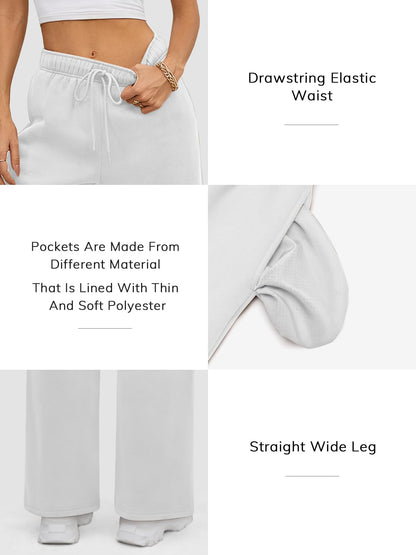 ATHMILE Womens Sweatpants 2024 Baggy Wide Fleece Lined Straight Leg Pants