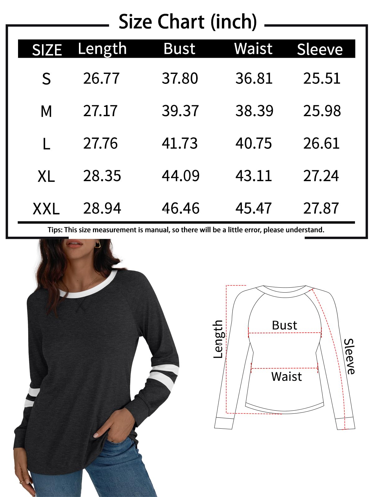 AUTOMET Womens Long Sleeve Shirts Color Block Casual Crewneck Tops Tshirt Basic Tees Fall Fashion Clothes Trendy Outfits