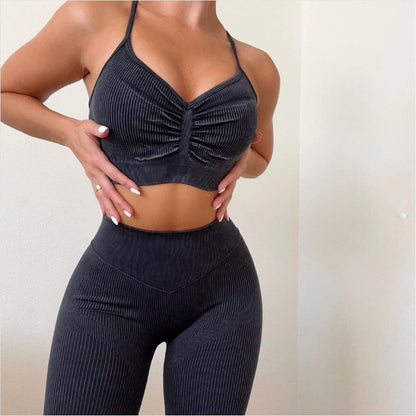 ABOCIW Workout Sets for Women 2 Piece Ribbed Seamless High Waist Scrunch Butt Leggings with Sport Bra Gym Yoga Outfits