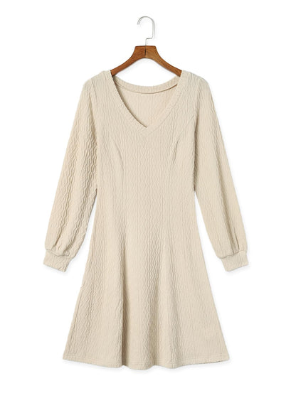 Dokotoo Work Dresses for Women 2024 Trendy Fall Dresses V Neck Knit A Line Long Sleeve Dress Sweater Dress