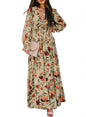 BLENCOT Womens Casual Boho Deep V Neck Short Sleeve Long Dress