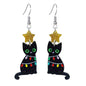 coadipress Christmas Cat Earrings for Women Cute Funny Christmas Cat Animal Earrings Lovely Santa Hat Kitten Christmas Socks Cat Christmas Tree Cat Earrings Xmas Holiday Earrings