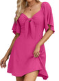 Dokotoo Womens Dresses 2024 Fall Summer Deep V Neck Elegant Bow tie Mini Dress S-XL