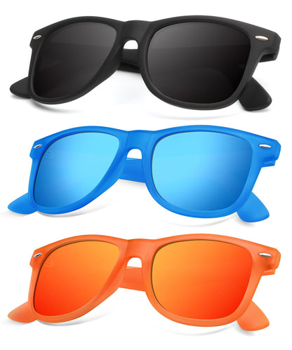 KALIYADI Polarized Sunglasses for Men and Women Matte Finish Sun glasses Color Mirror Lens UV Blocking (3 Pack)