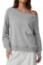 QINSEN Womens Oversized Sweatshirt Long Sleeve Off The Shoulder Pullover Casual Comfy Fall Outfits
