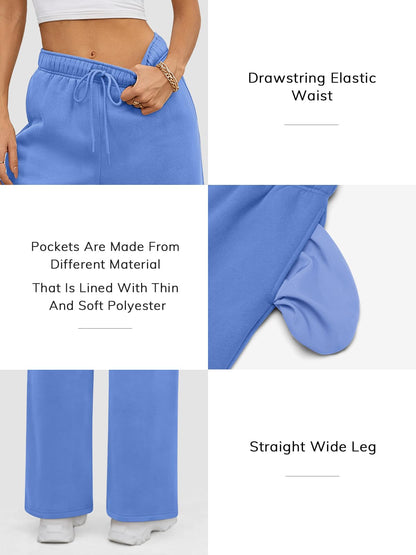 ATHMILE Womens Sweatpants 2024 Baggy Wide Fleece Lined Straight Leg Pants