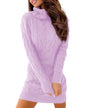 Langwyqu Womens Cable Knit Sweater Dress Sexy Long Sleeve Bodycon Turtleneck Mini Fall Sweaters Dresses