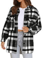 Beaully Women's Flannel Plaid Shacket Long Sleeve Button Down Shirts Jacket Coats with Side Pockets