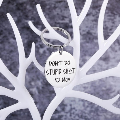 AMBREGRISSUN Gag Gifts for Teen Boys Girls Don't Do Stupi Poop Love Mum Keychain Son Daughter