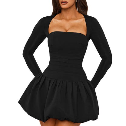 Women Y2k Puff Bubble Dress 2024 Summer Strapless Mini Dress Casual Patchwork Bandeau Tube Corset Party Sundress