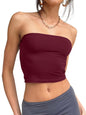 Trendy Queen Womens Tube Tops Strapless Crop Tops Basic Backless Sleeveless Bandeau Going Out Cute 2024 Summer Outfits
