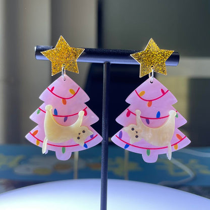 Christmas Tree Earrings for Women Xmas Earrings Colourful Christmas Tree Drop Dangle Earrings Christmas Tree Cake Earrings Christmas Tree Cat Earrings Acrylic Christmas Holiday Jewelry