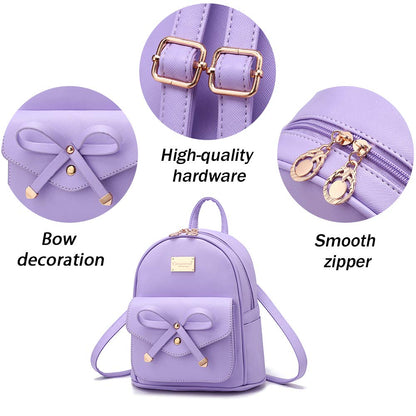 I IHAYNER Girls Bowknot Cute Leather Backpack Mini Backpack Purse for Women