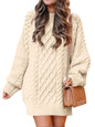 ANRABESS Women Long Sleeve Oversized Cable Knit Chunky Baggy Loose Pullover Tunic Mini Sweater Dress 2024 Trendy Fall Outfits
