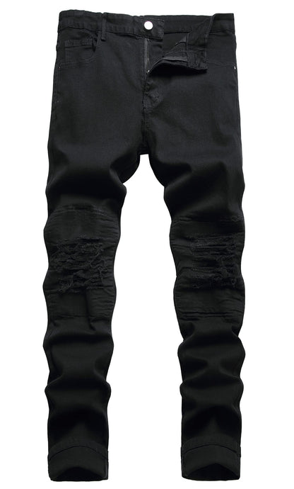 Men's Ripped Skinny Stretch Distressed Destroyed Slim Jeans Denim Pants