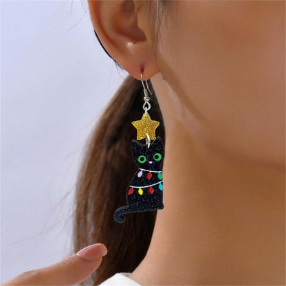 Christmas Earrings for Women Cute Colorful Acrylic Christmas Santa Claus Tree Gingerbread Men Earrings Funny Christmas Cat Dinosaur Earrings Xmas New Year Party Earrings Holiday Earrings