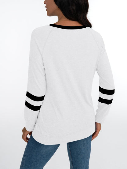 AUTOMET Womens Long Sleeve Shirts Color Block Casual Crewneck Tops Tshirt Basic Tees Fall Fashion Clothes Trendy Outfits