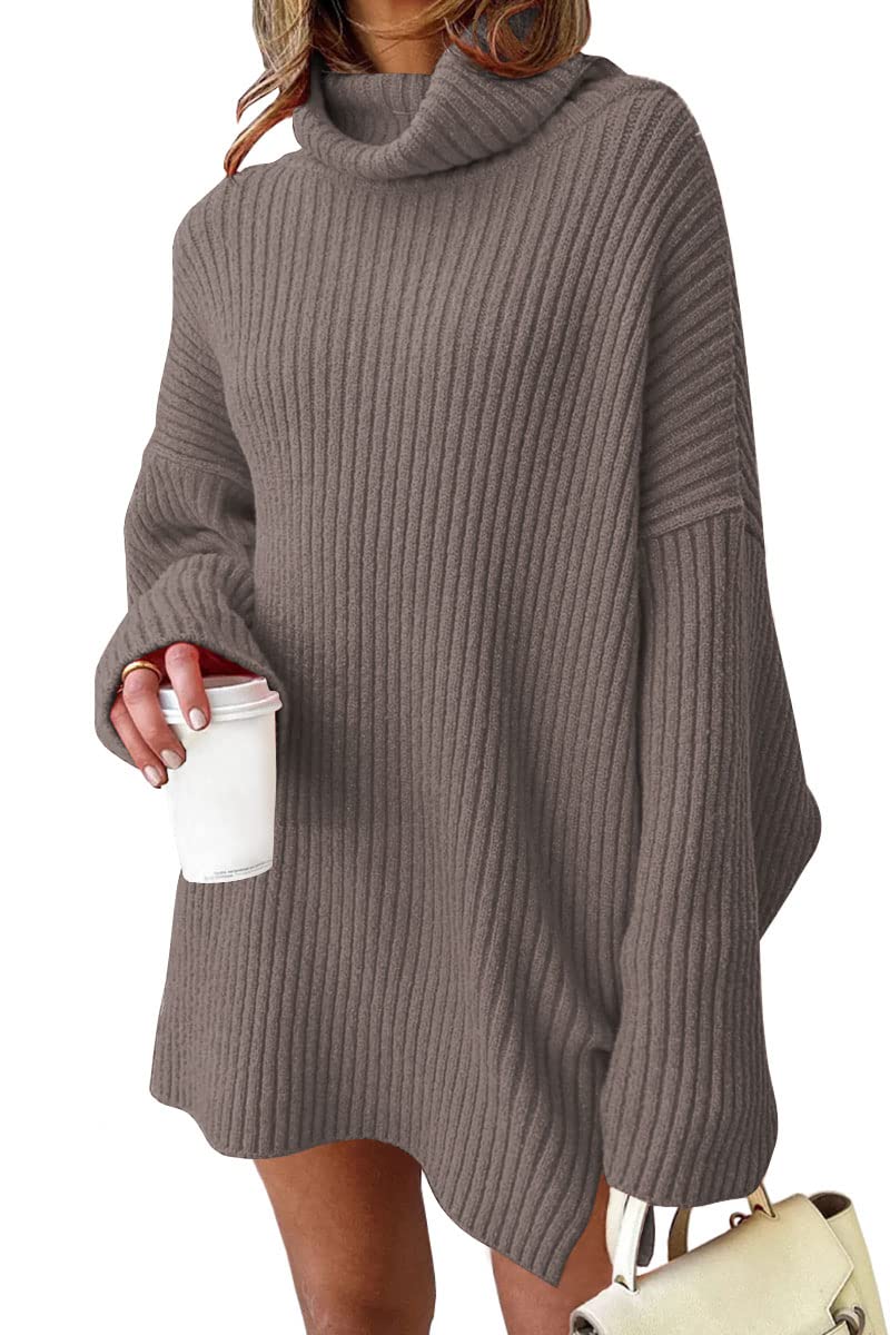 LILLUSORY Womens Turtleneck Oversized Long Sweater Dress 2024 Plus Size Tunic Pullover Knit Fall Dresses