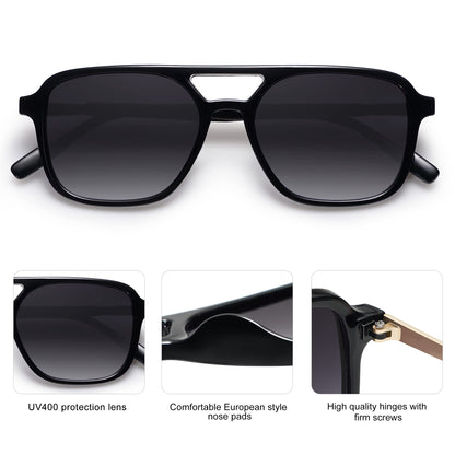 SOJOS Retro Aviator Sunglasses for Women Men,Trendy Rectangle Womens Mens Shades Sun Glasses SJ2202