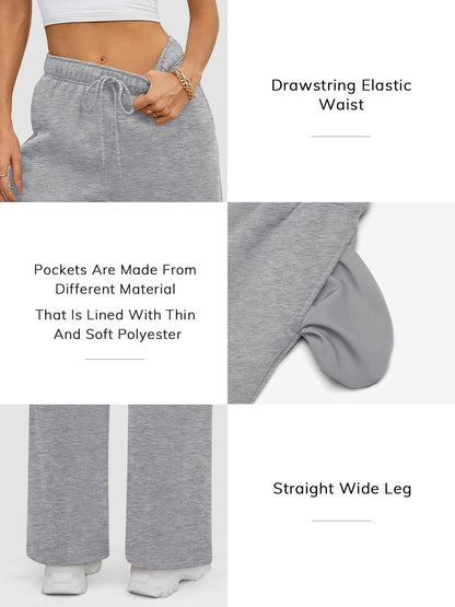 ATHMILE Womens Sweatpants 2024 Baggy Wide Fleece Lined Straight Leg Pants