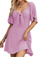 Dokotoo Womens Dresses 2024 Fall Summer Deep V Neck Elegant Bow tie Mini Dress S-XL