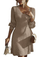 Dokotoo Work Dresses for Women 2024 Trendy Fall Dresses V Neck Knit A Line Long Sleeve Dress Sweater Dress